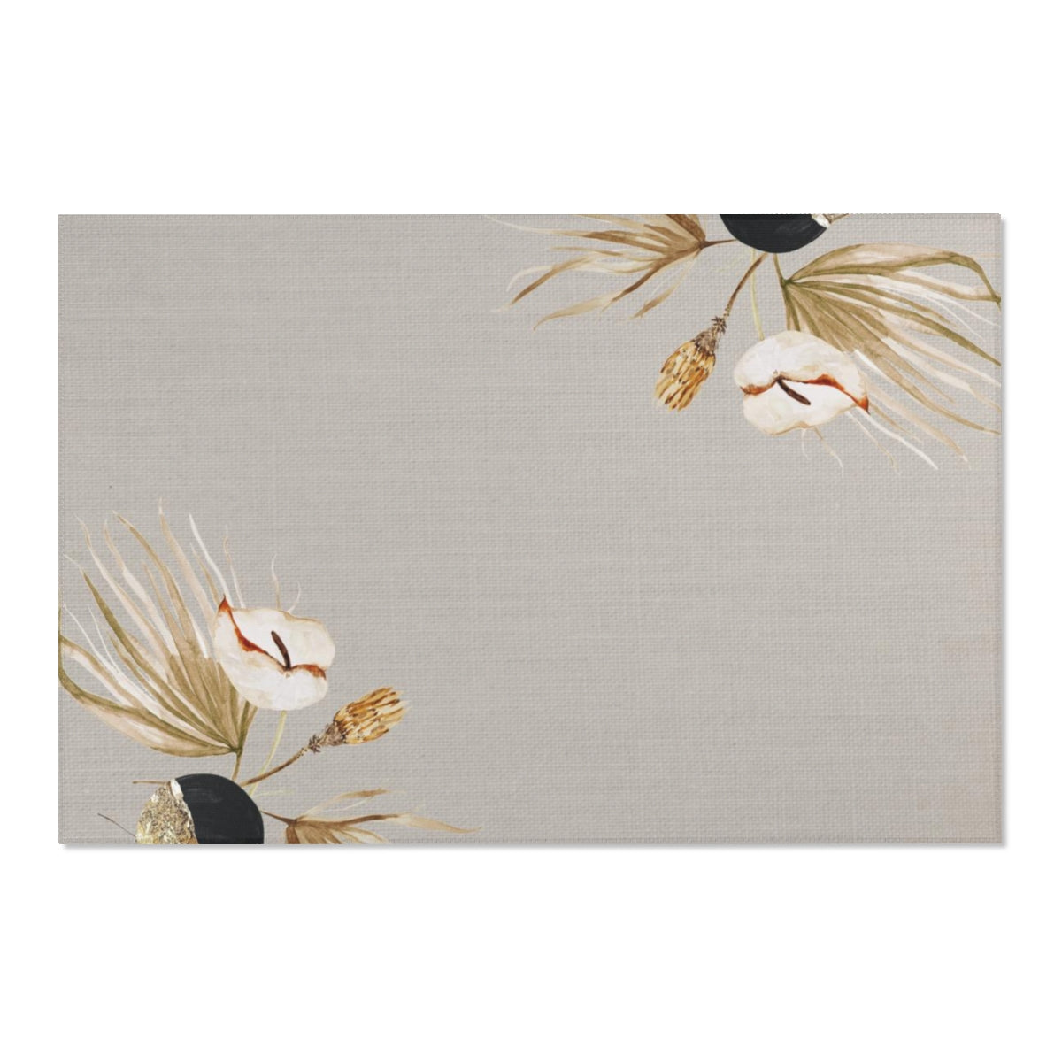 Floral Area Rug | Beige Ivory White Flowers