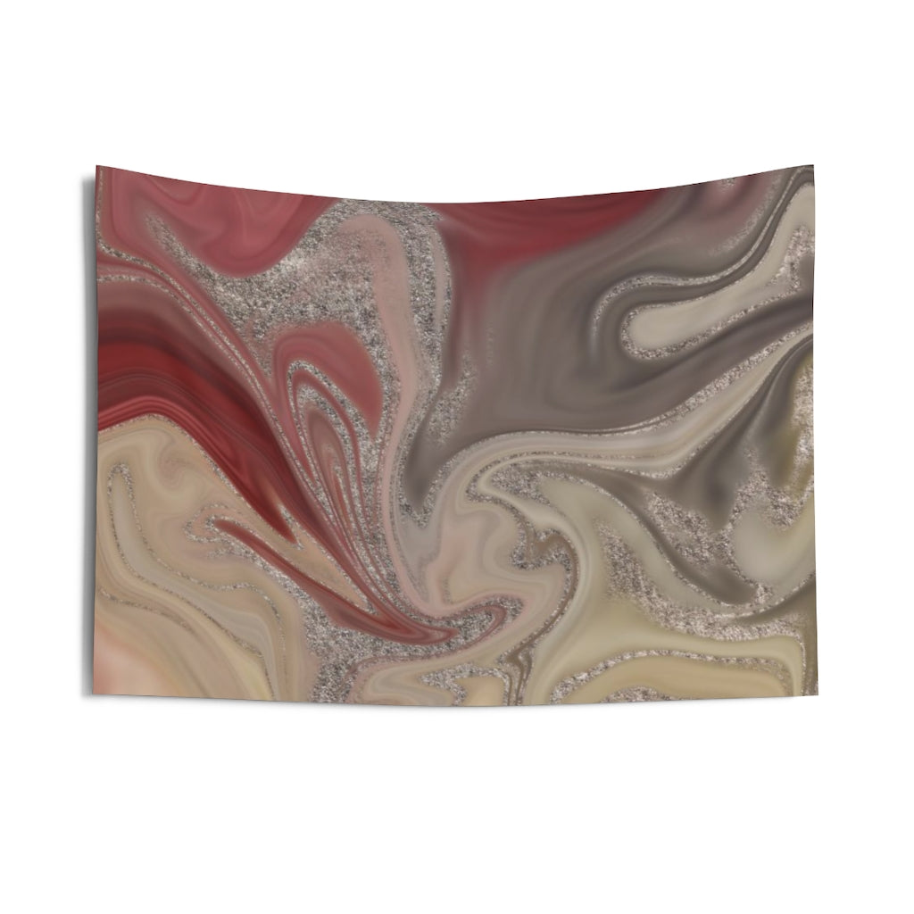 Abstract Tapestry | Red rust Beige Silver