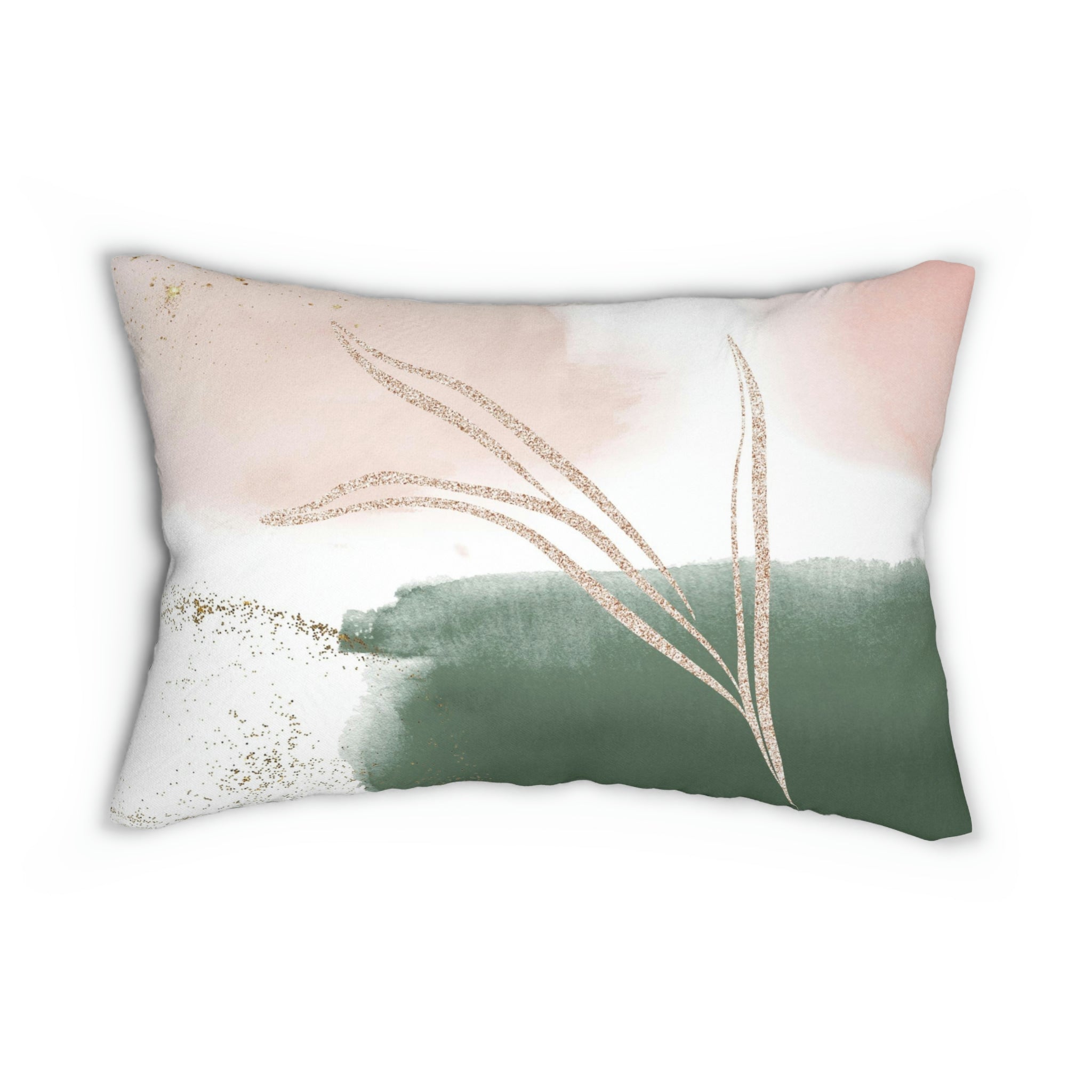 Abstract Lumbar Pillow | Sage Green Blush