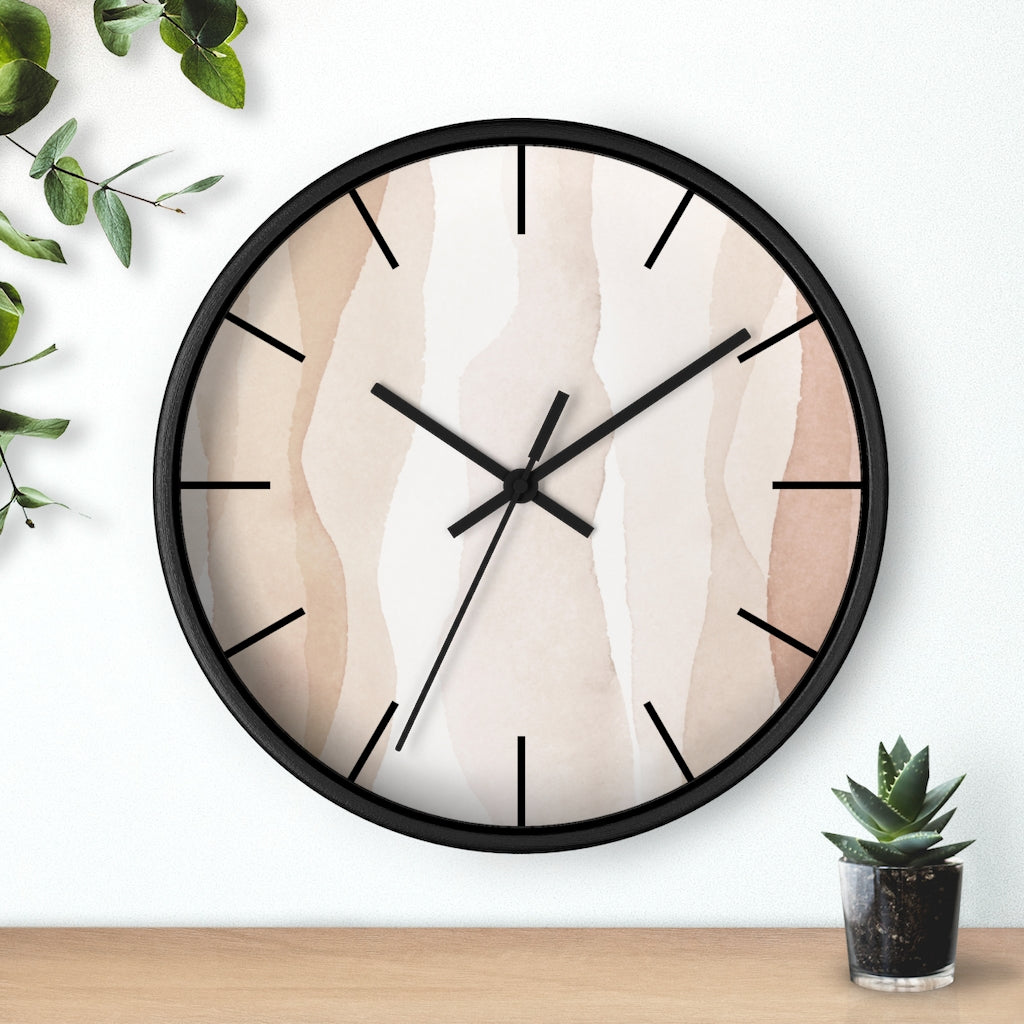 Wood,  Wall Clock, Pastel Beige 10"