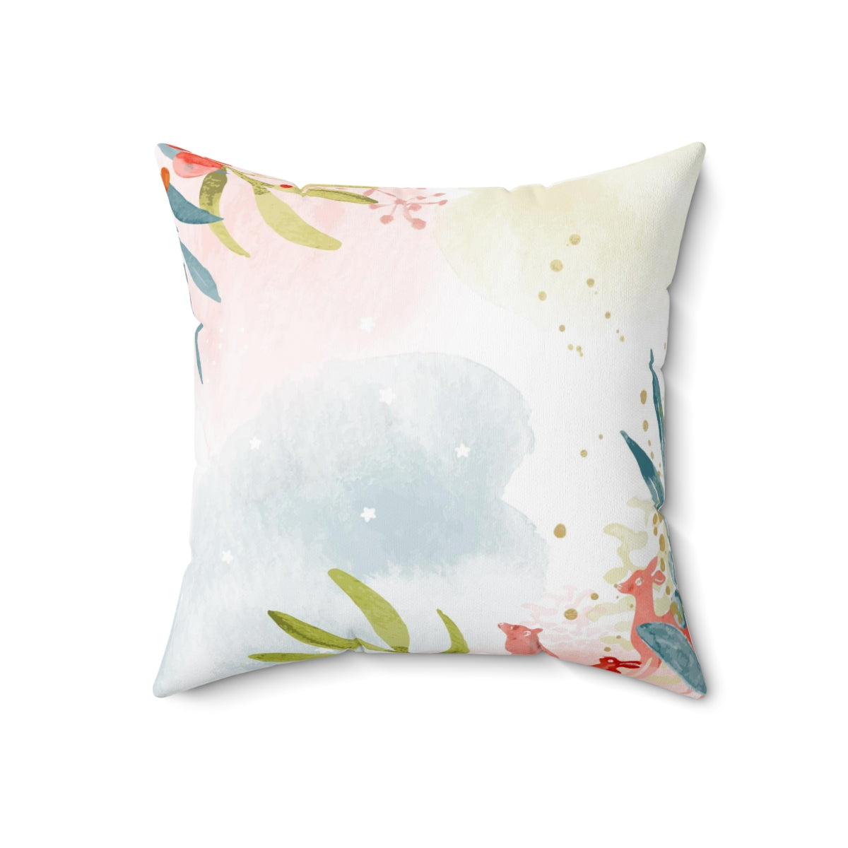 Christmas Square Pillow Cover | Pastel Watercolor