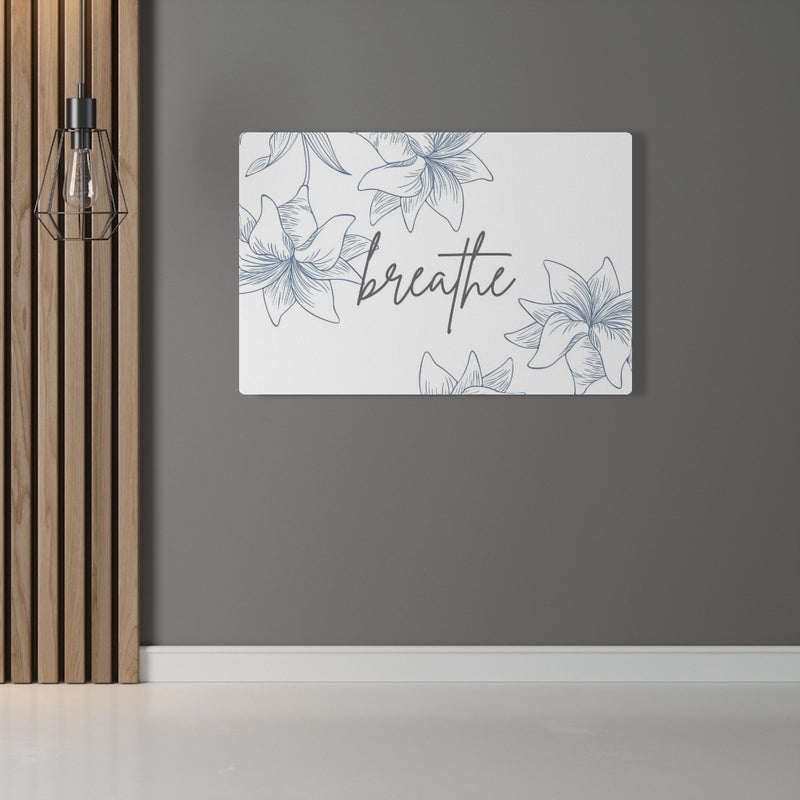 FLORAL WALL CANVAS ART | With Saying | White Pastel Blue