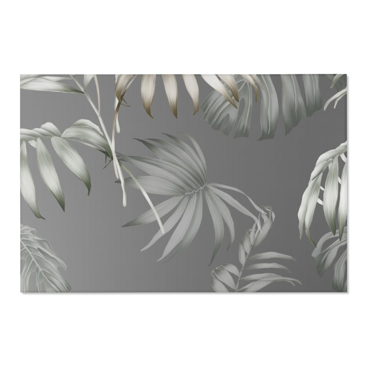 Floral Area Rug | Silver Gray Jungle Leaves