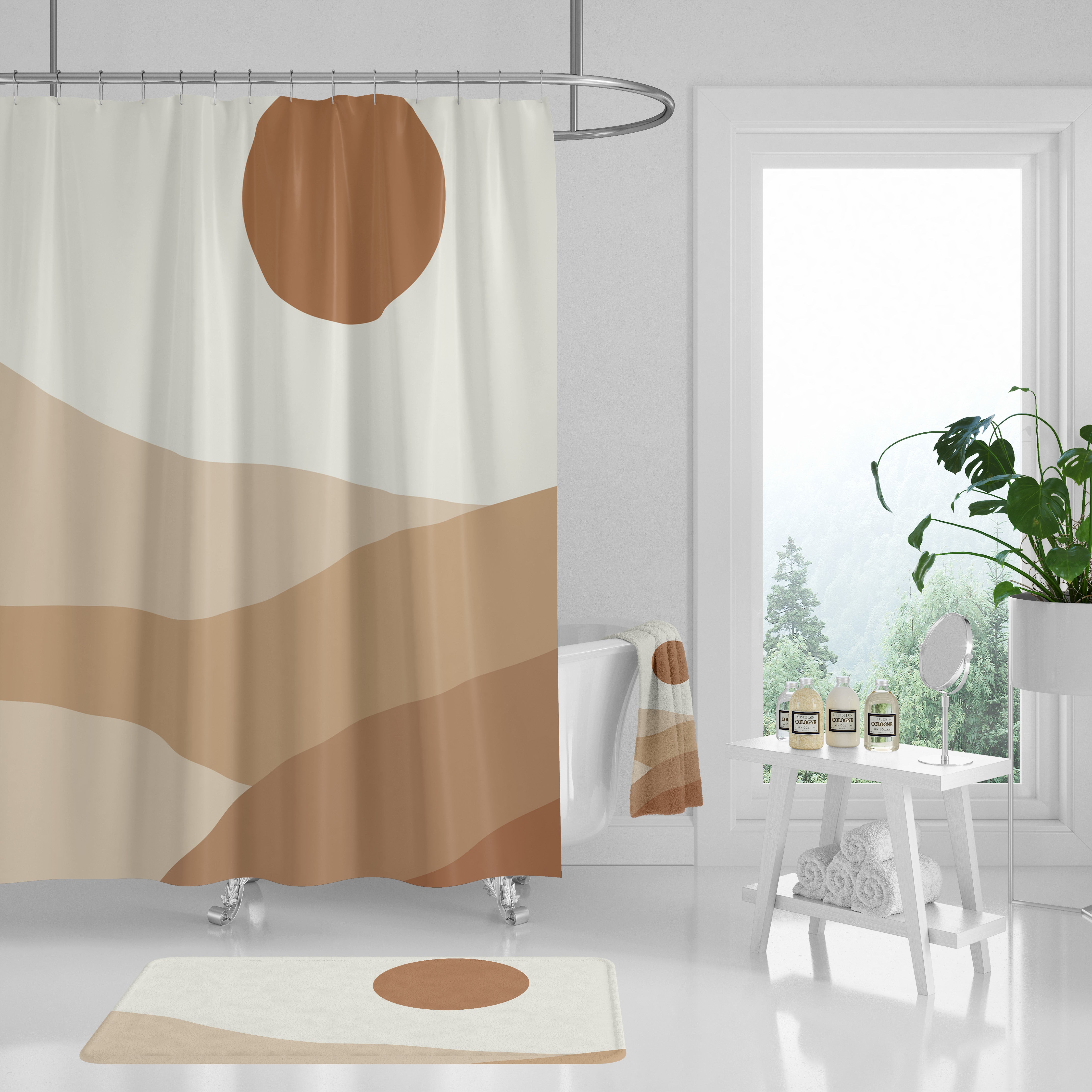 modern boho fabric shower curtain