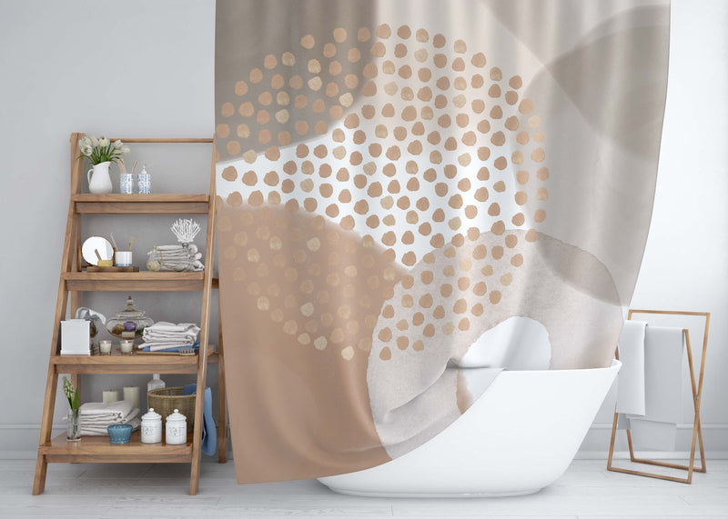 Abstract Boho Shower Curtain | Rustic Beige Cream