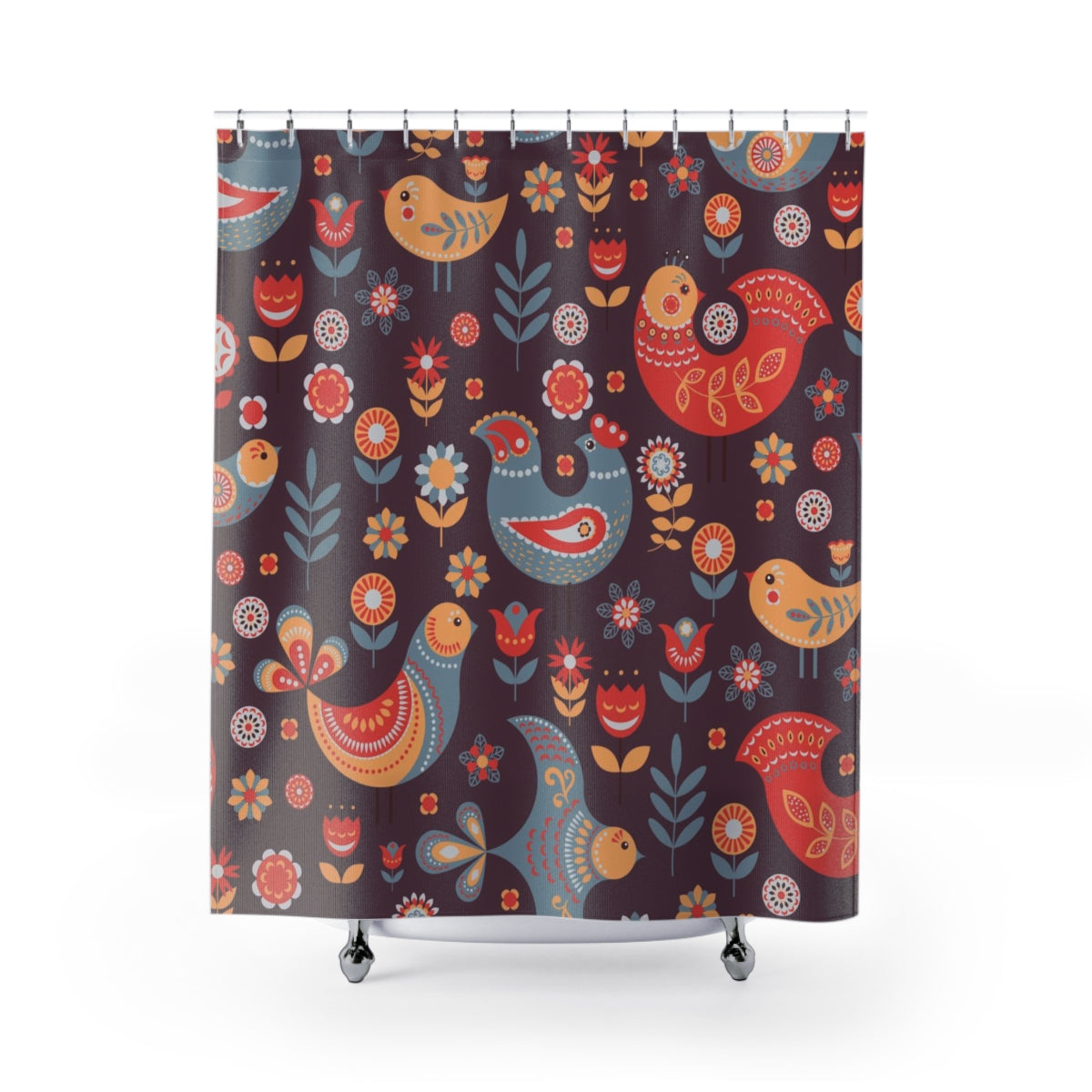 modern boho fabric shower curtain