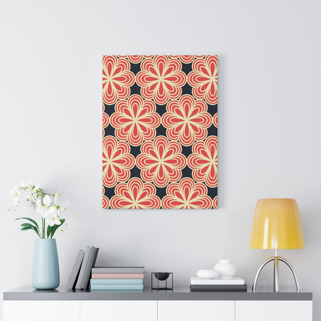 FLORAL CANVAS ART | Oriental Red Black Gold Flower