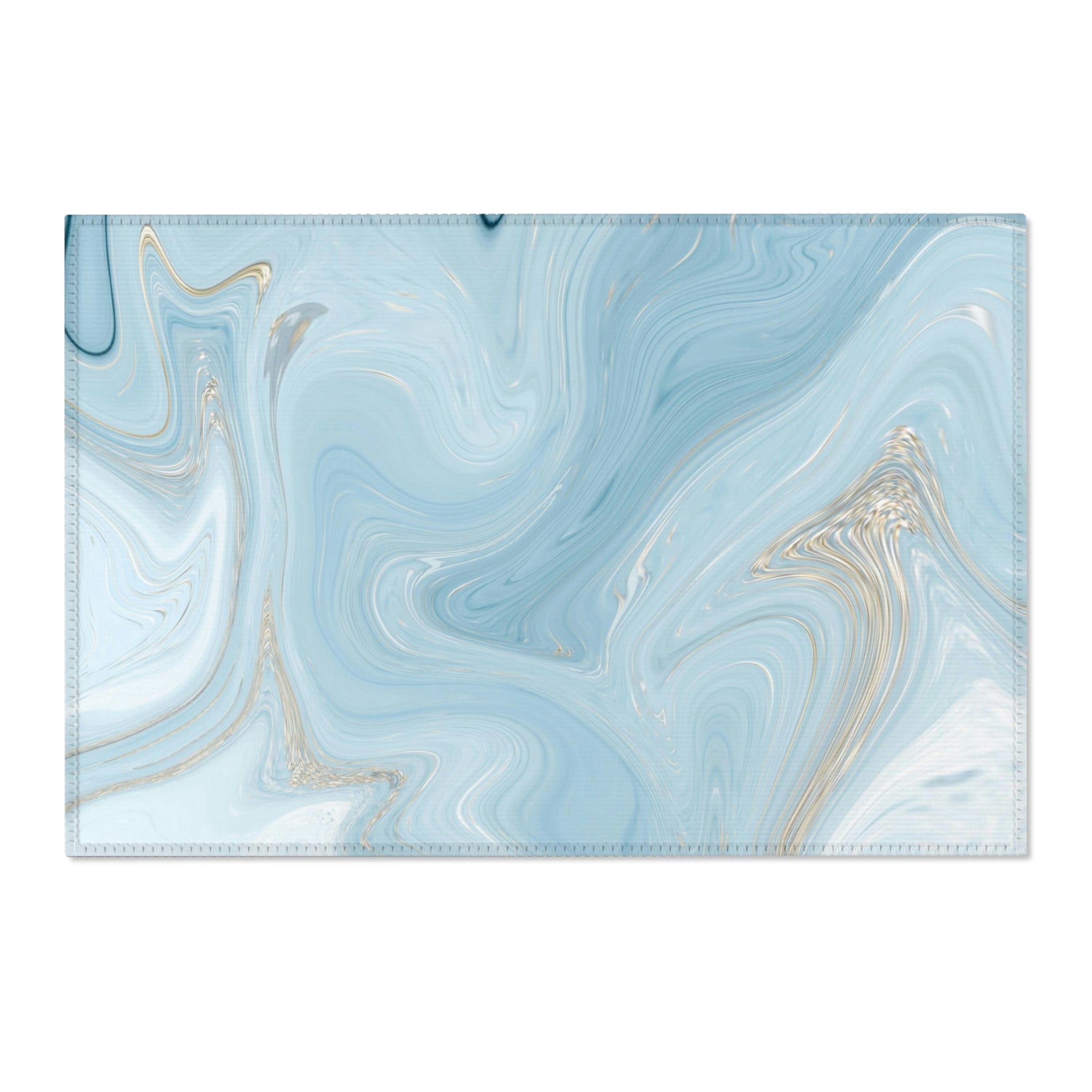 Abstract Area Rug | Pale Sky Blue, Beige Minimalist Floor Mat