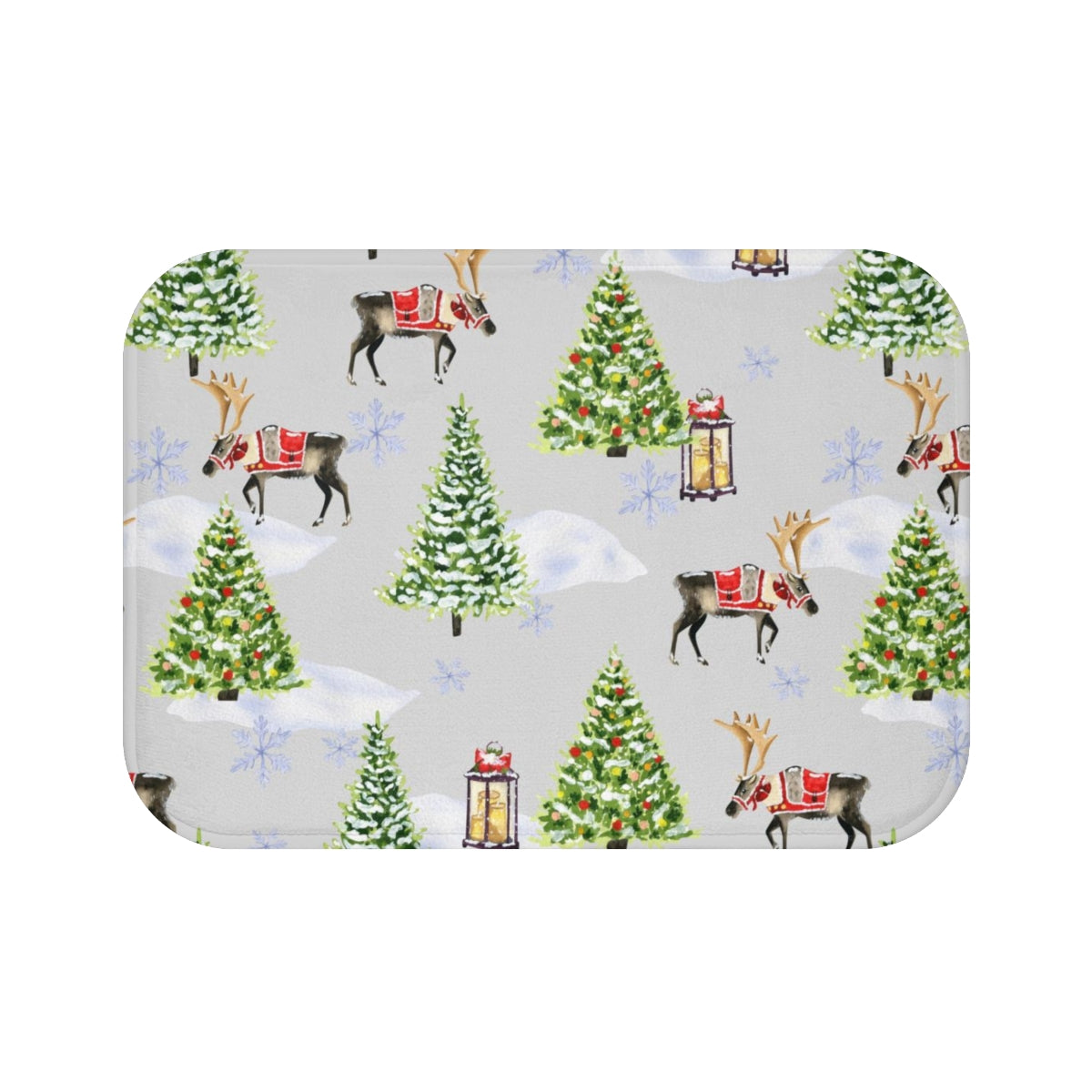 Christmas Bath Mat | Gray Christmas Trees