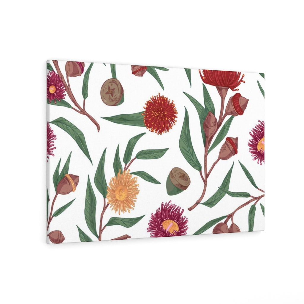 FLORAL CANVAS ART | White Red Green