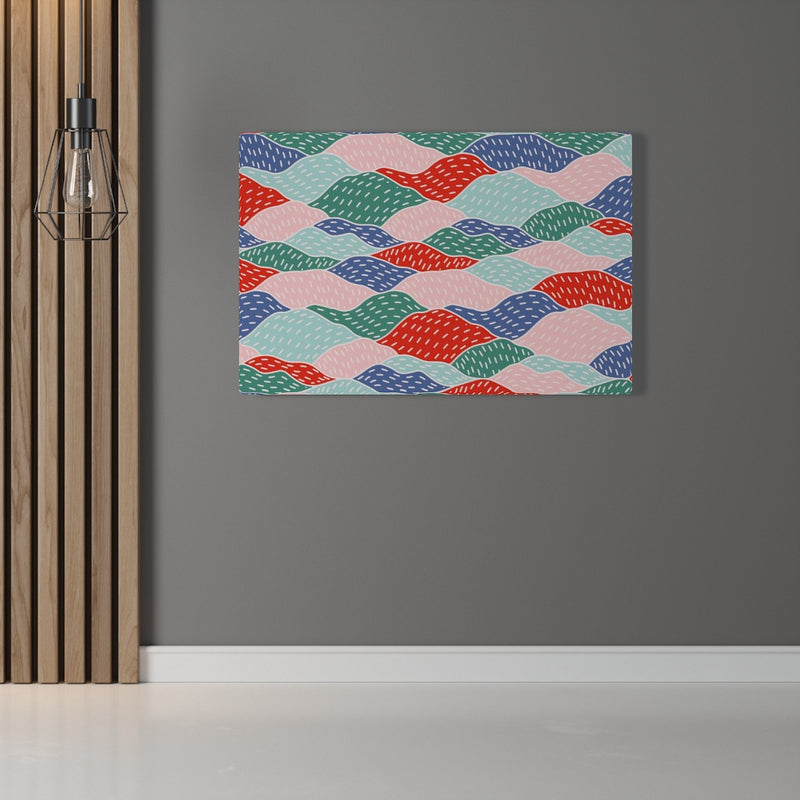 Abstract Canvas Art | Red Green Blue Hills