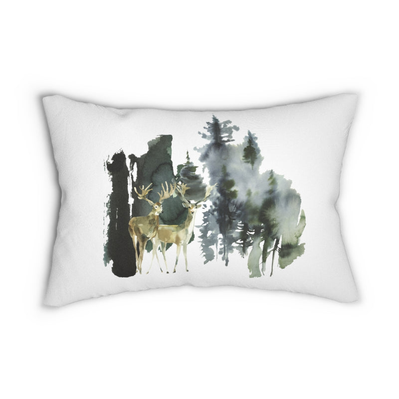 Whimsical Boho Lumbar Pillow | Yellow White Green Forest