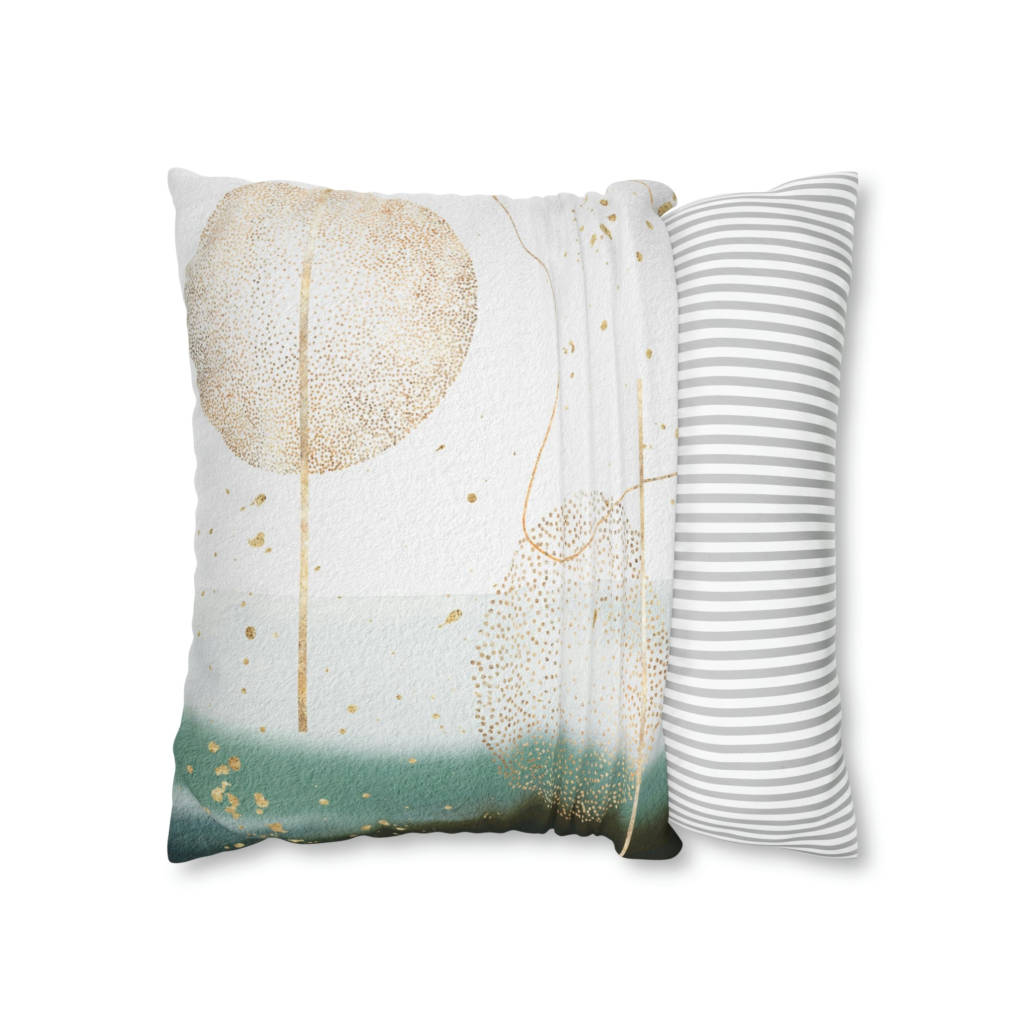 Abstract Boho Pillow Cover | Green Ombre Beige