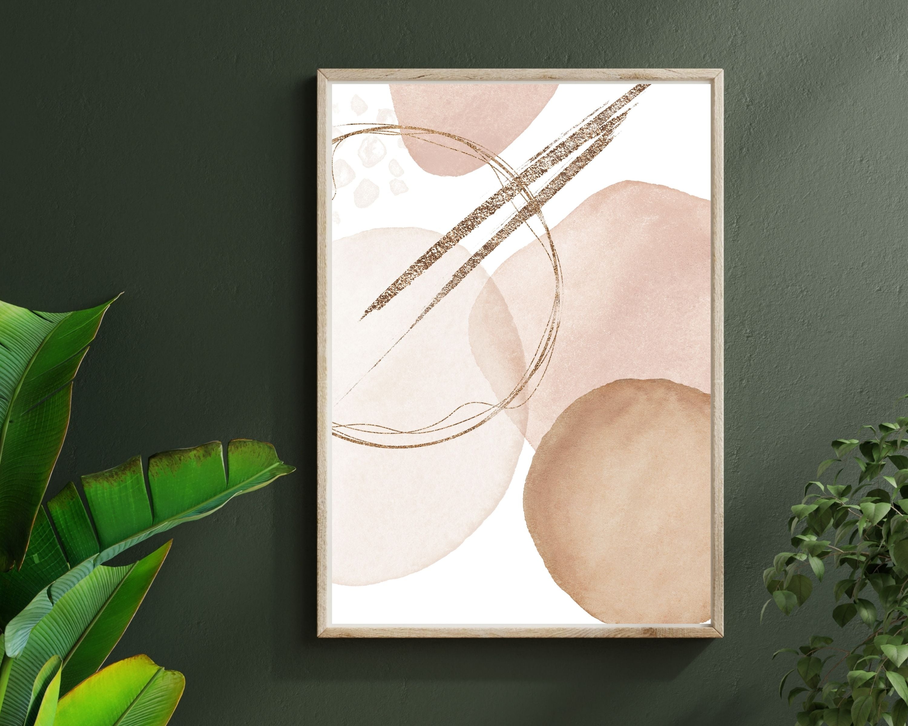 Abstract Boho Art Prints | Beige Rose Gold