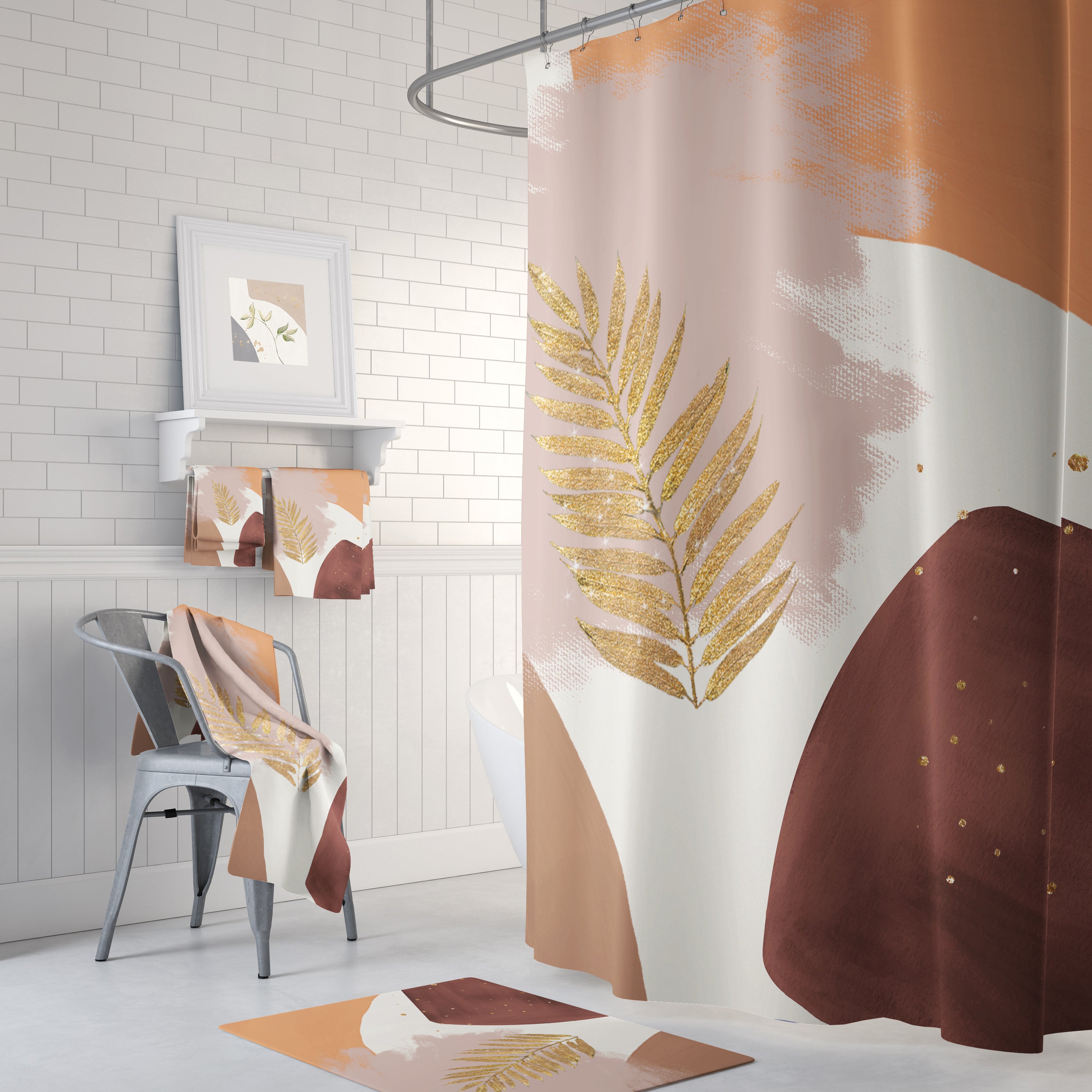 modern boho fabric shower curtain