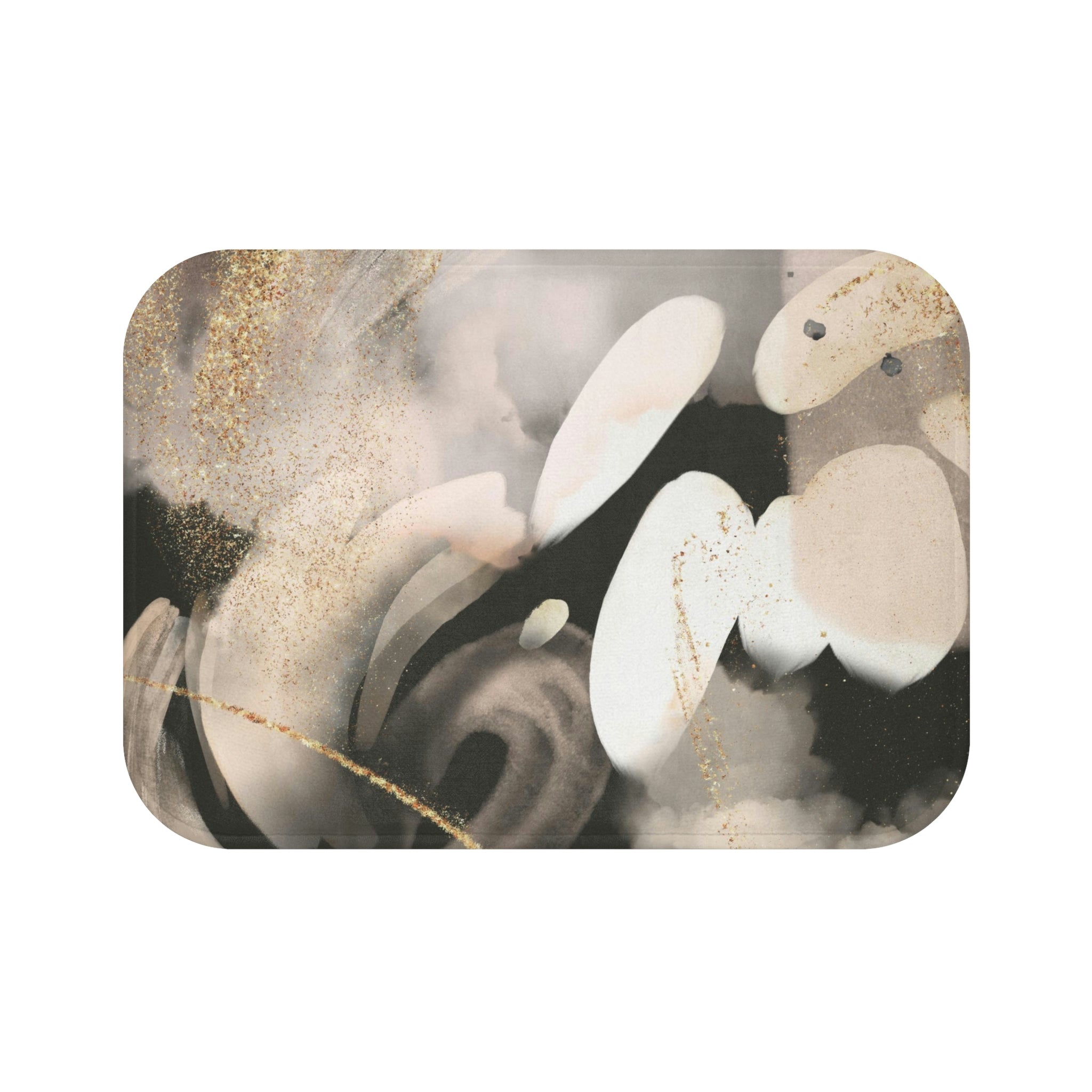 Abstract Bath Mat | Beige Ombre, Black Gray