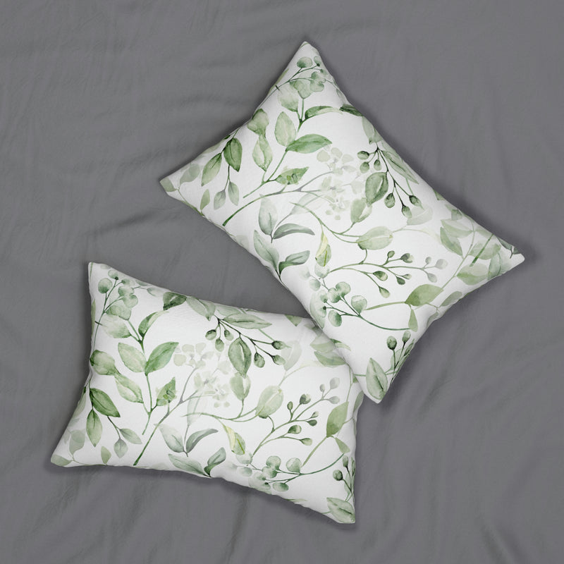 Boho Lumbar Pillow | Sage Green White
