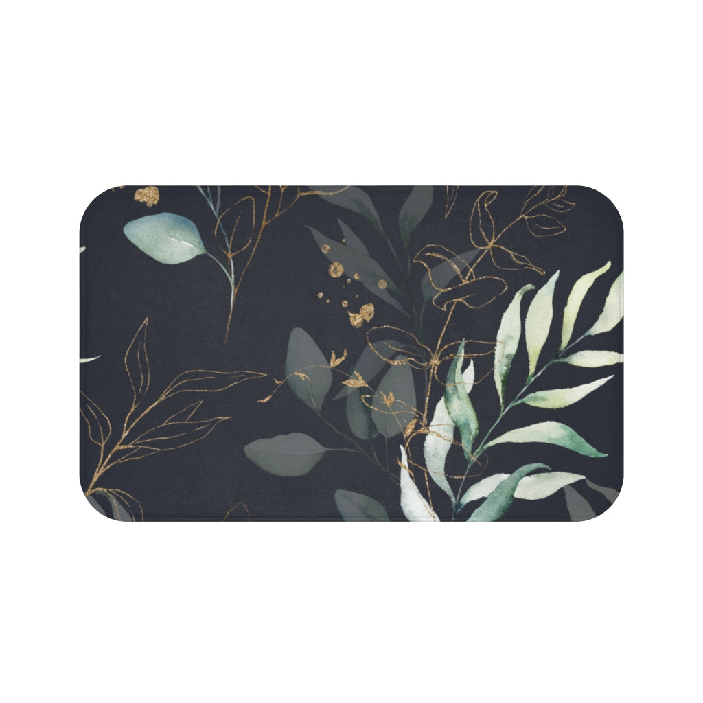 botanical green kitchen mat