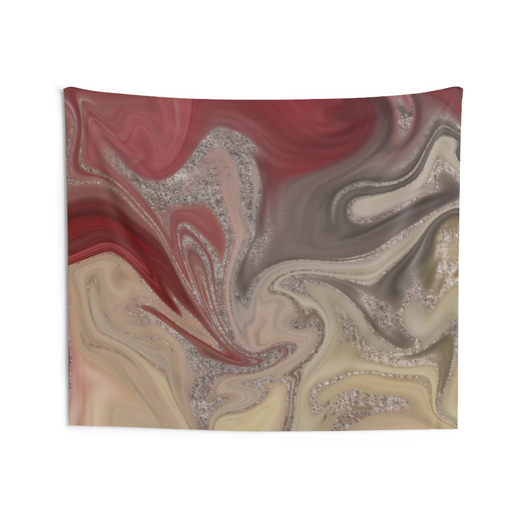 Abstract Tapestry | Red Beige Silver