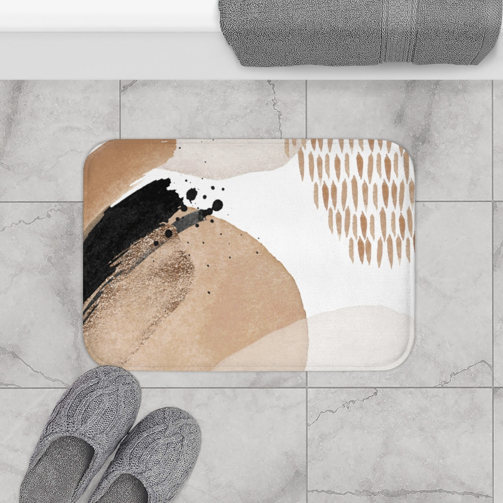 Black Beige, Boho Bath Mat