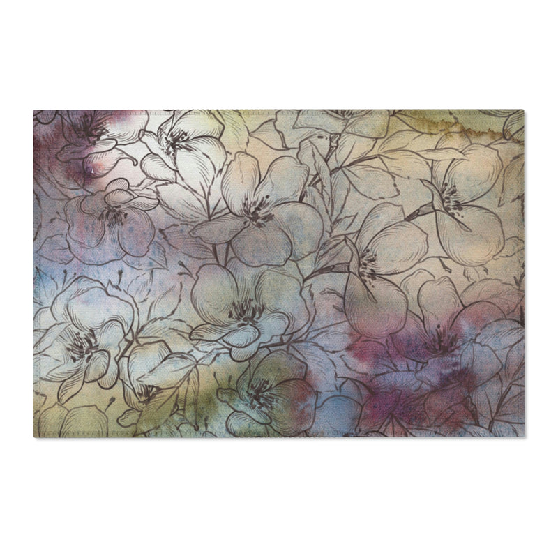 Floral Area Rug | Earthy Abstract Line Art