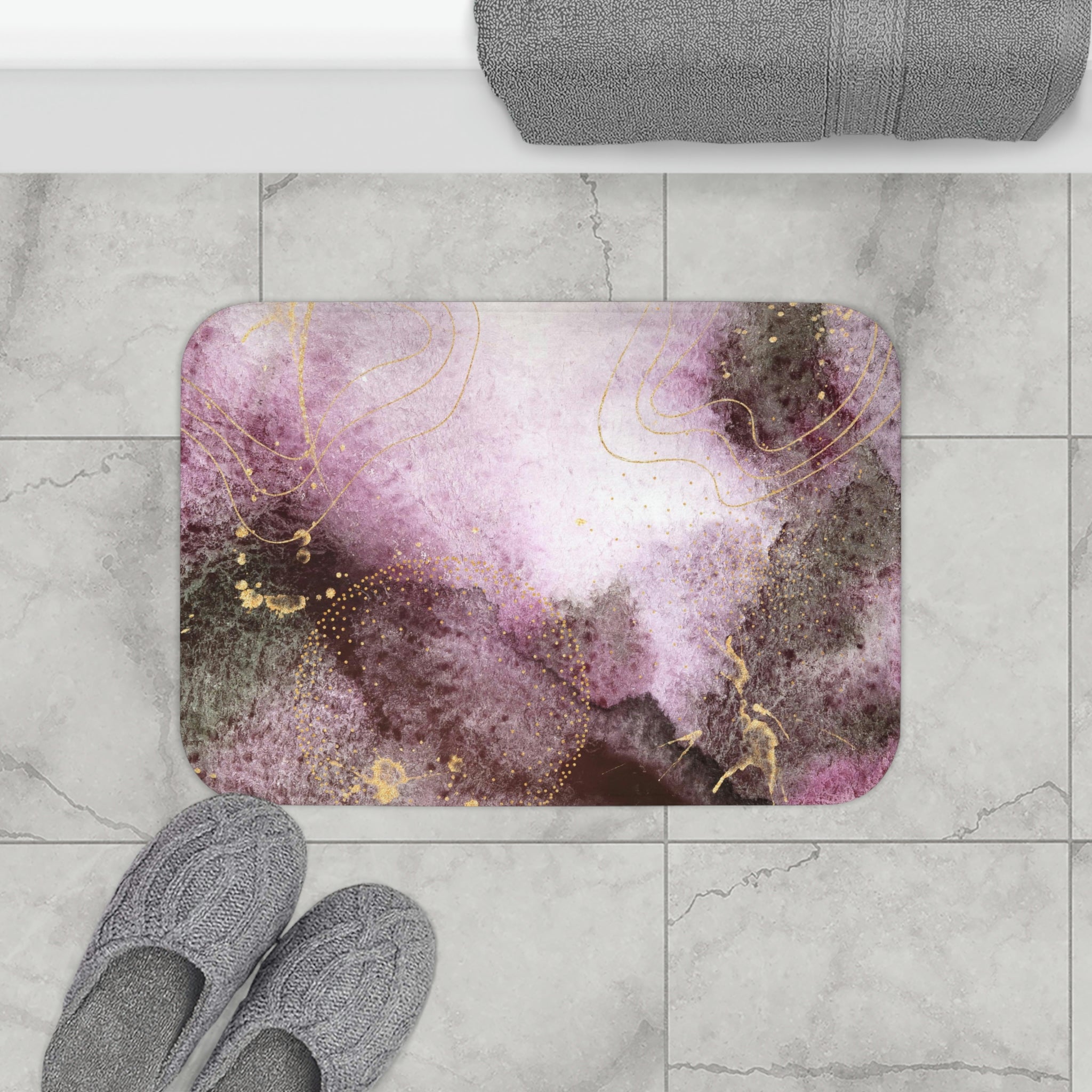 Abstract Bath Mat | Purple Gray Ombre