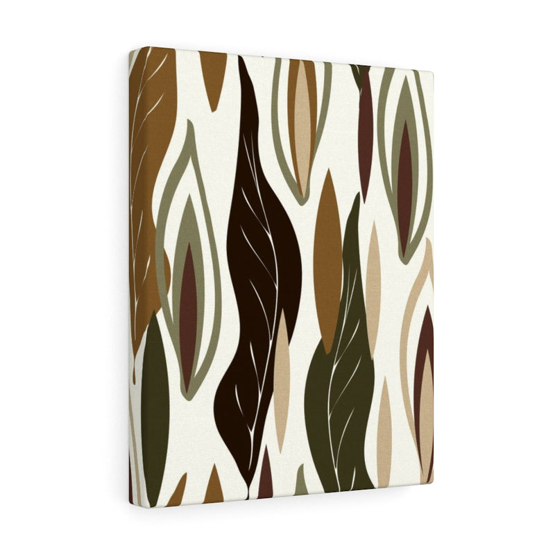 FLORAL CANVAS ART | White Green Brown Leaves