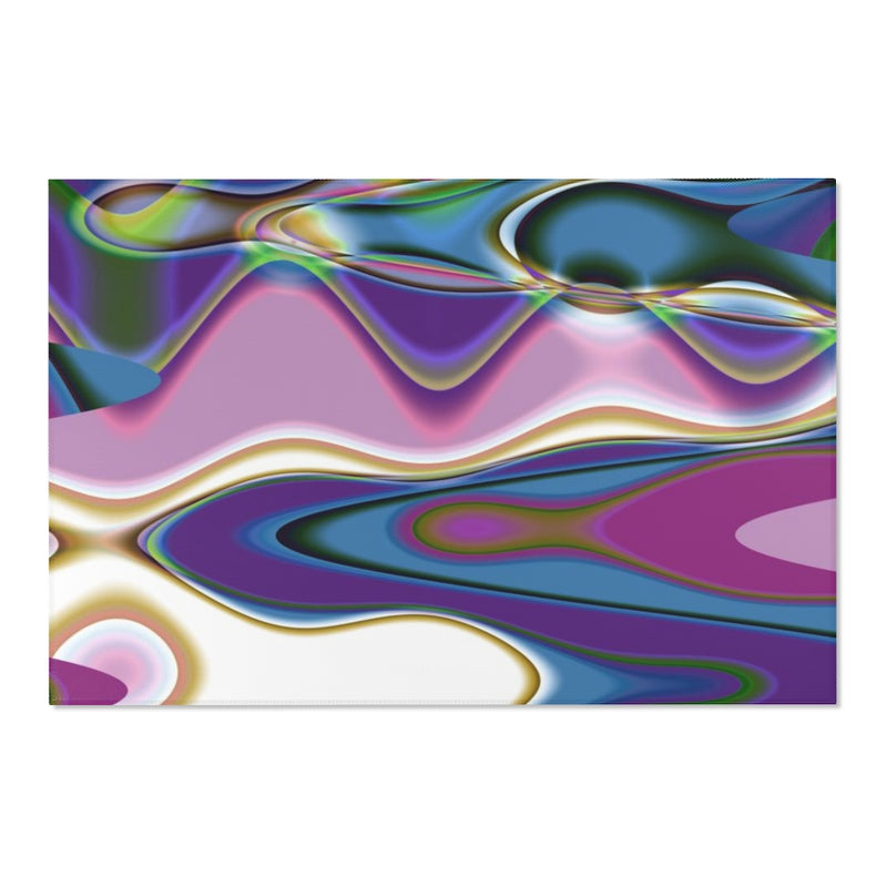 Abstract Area Rug | Blue Purple Green Swerve Lines