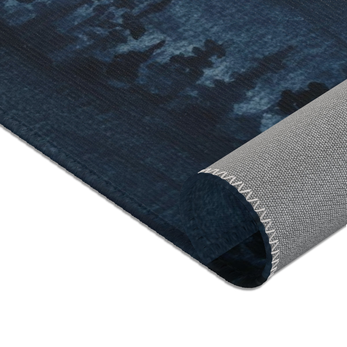 Landscape Area Rug | Indigo Blue Watercolor Mountains