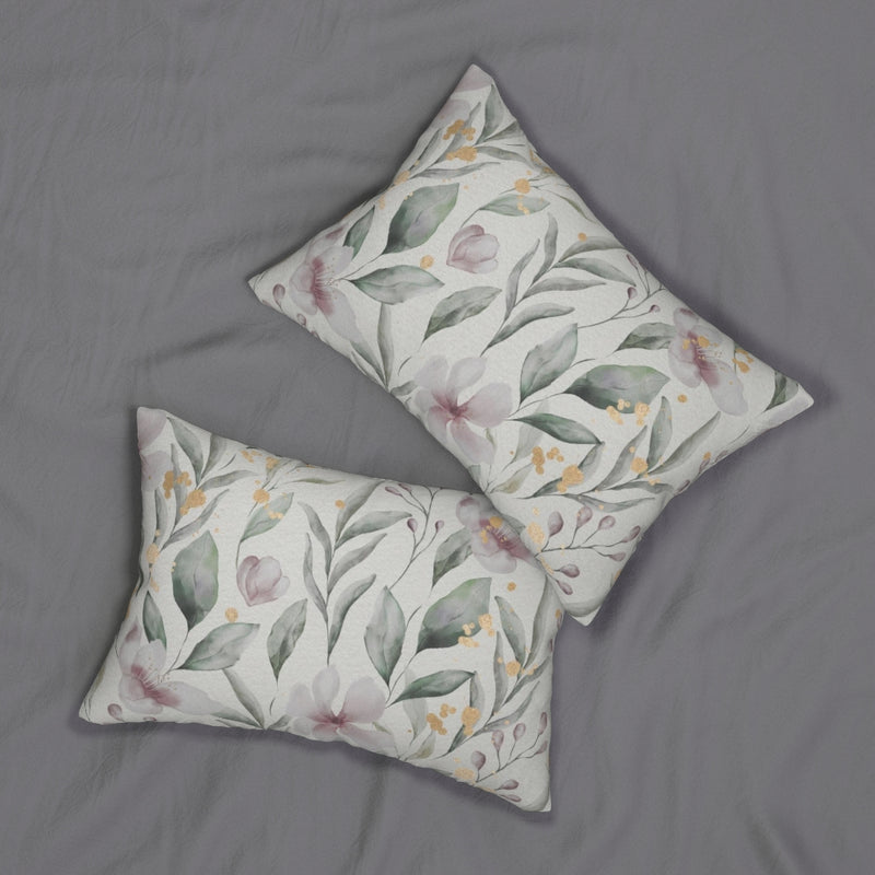 Floral Boho Lumbar Pillow | Grey Green Pink