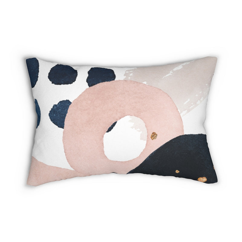Abstract Boho Lumbar Pillow | Blush Pink White Navy Blue