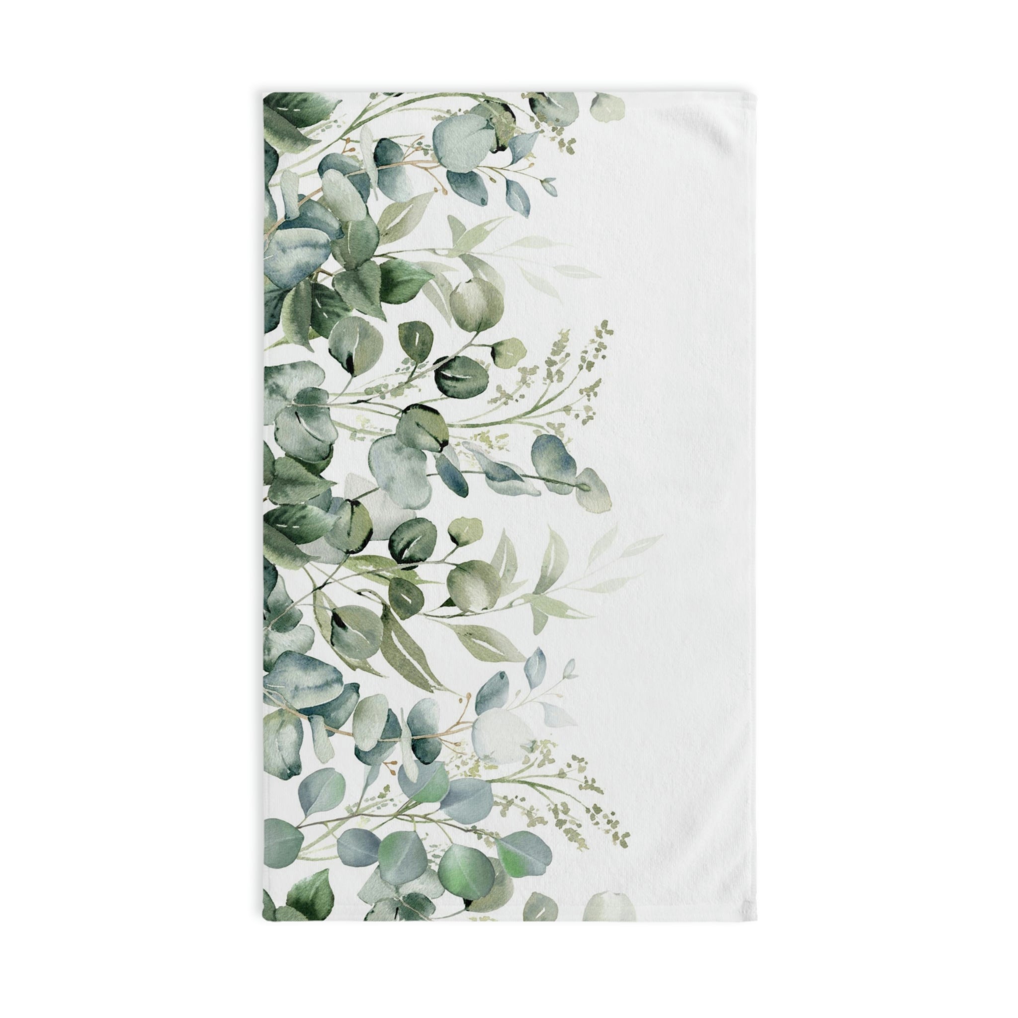 Floral Kitchen, Bath Hand Towel | Eucalyptus Green Blue White