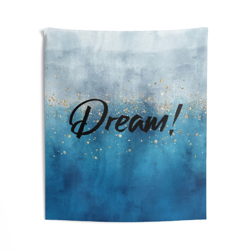 With Saying Tapestry | Navy Blue Grey Ombre | Dream