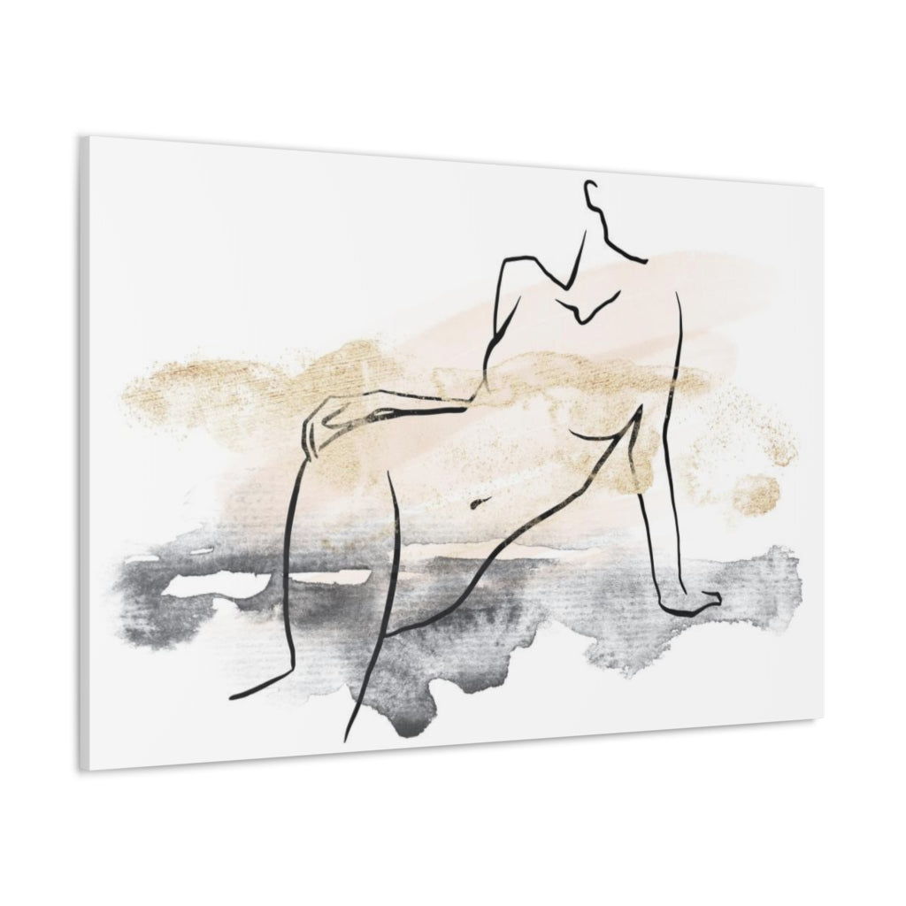 Abstract Canvas Wall Art | White Ombre Female Art