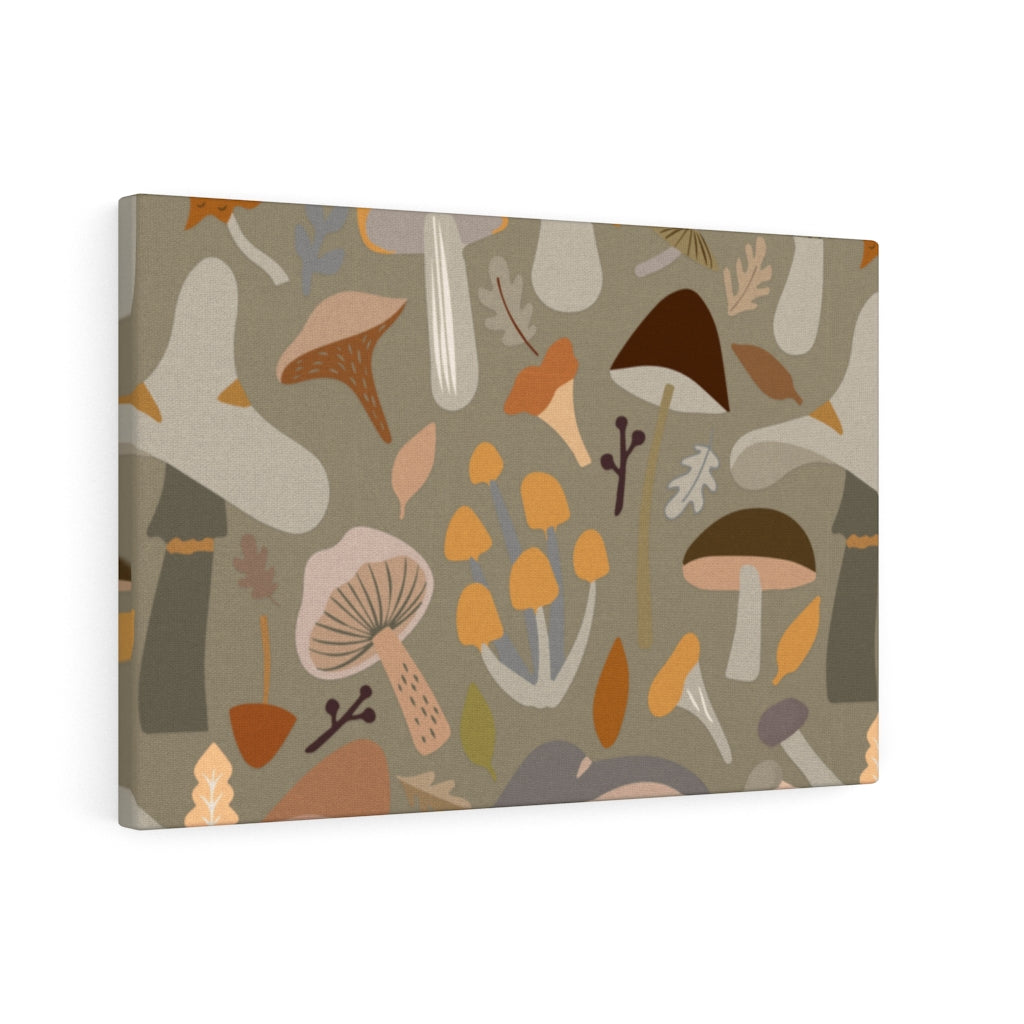 WHIMSICAL CANVAS ART | Brown Grey Beige Mushrooms