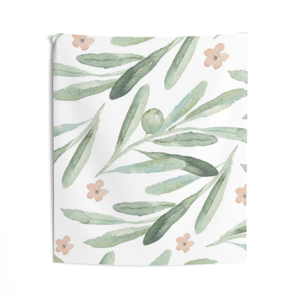 Floral Tapestry | White Pastel Green Pink