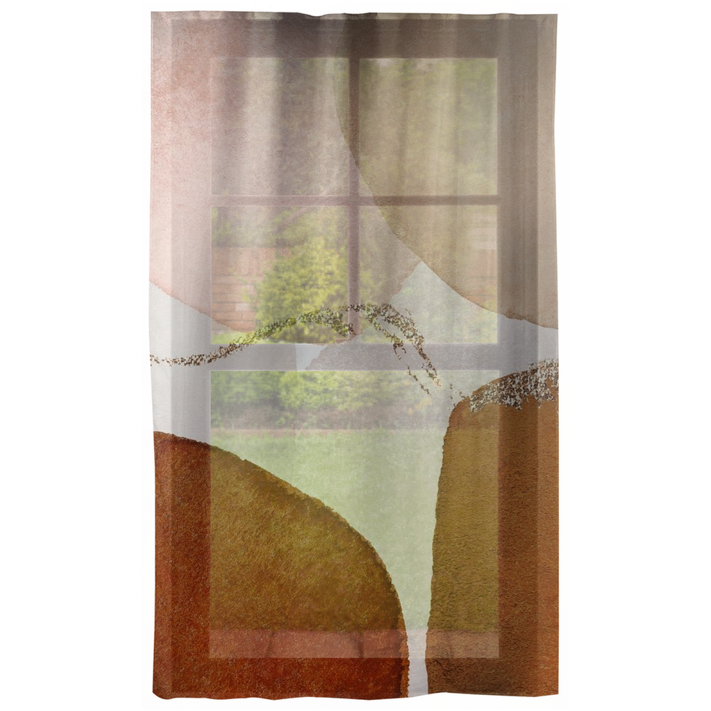 Abstract Window Curtains | Rust Beige