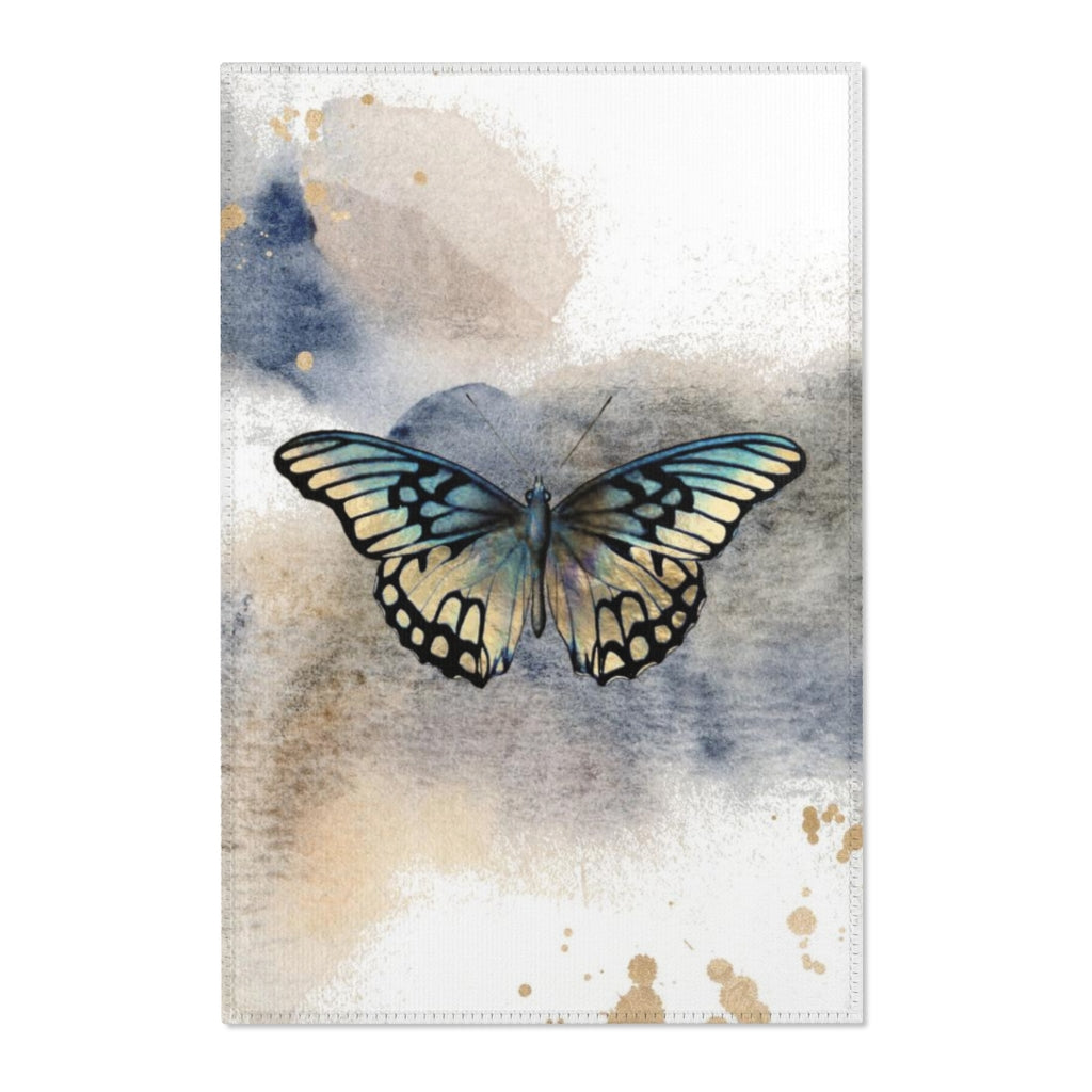 Abstract Area Rug |  Butterfly Navy Beige Ombre