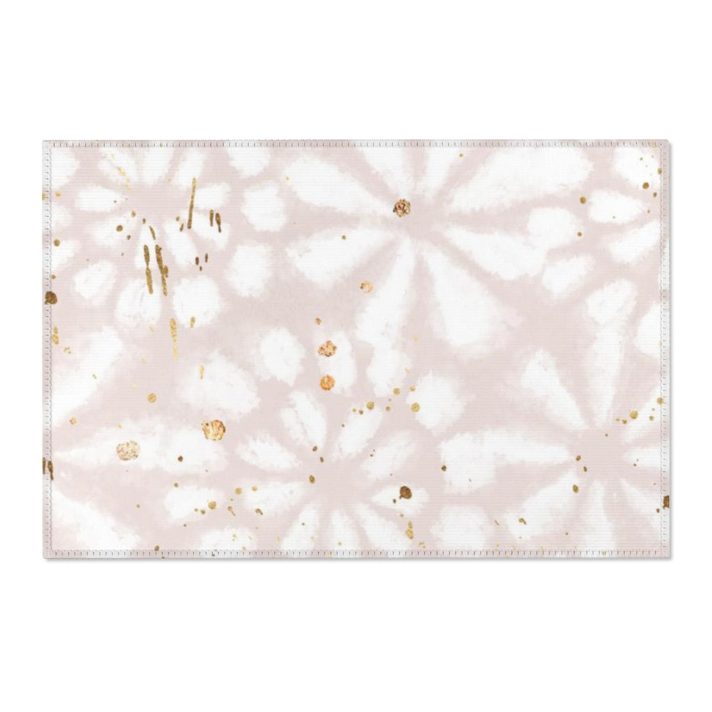 Boho Area Rug |  Blush Pink White Gold