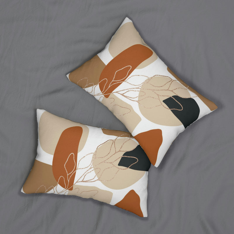 Abstract Lumbar Pillow | Black Rust Beige