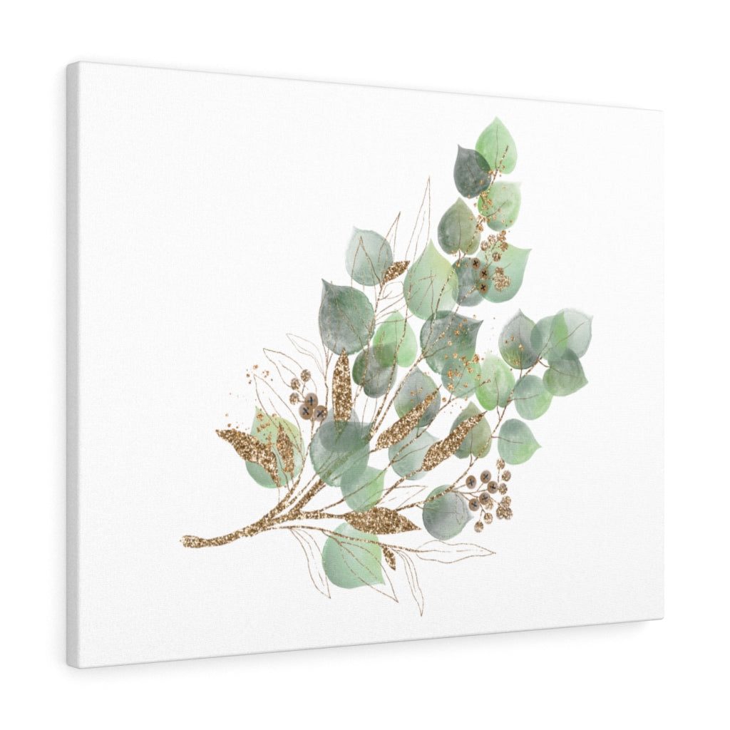 Green and Gold Eucalyptus Canvas Watercolor Wall Art