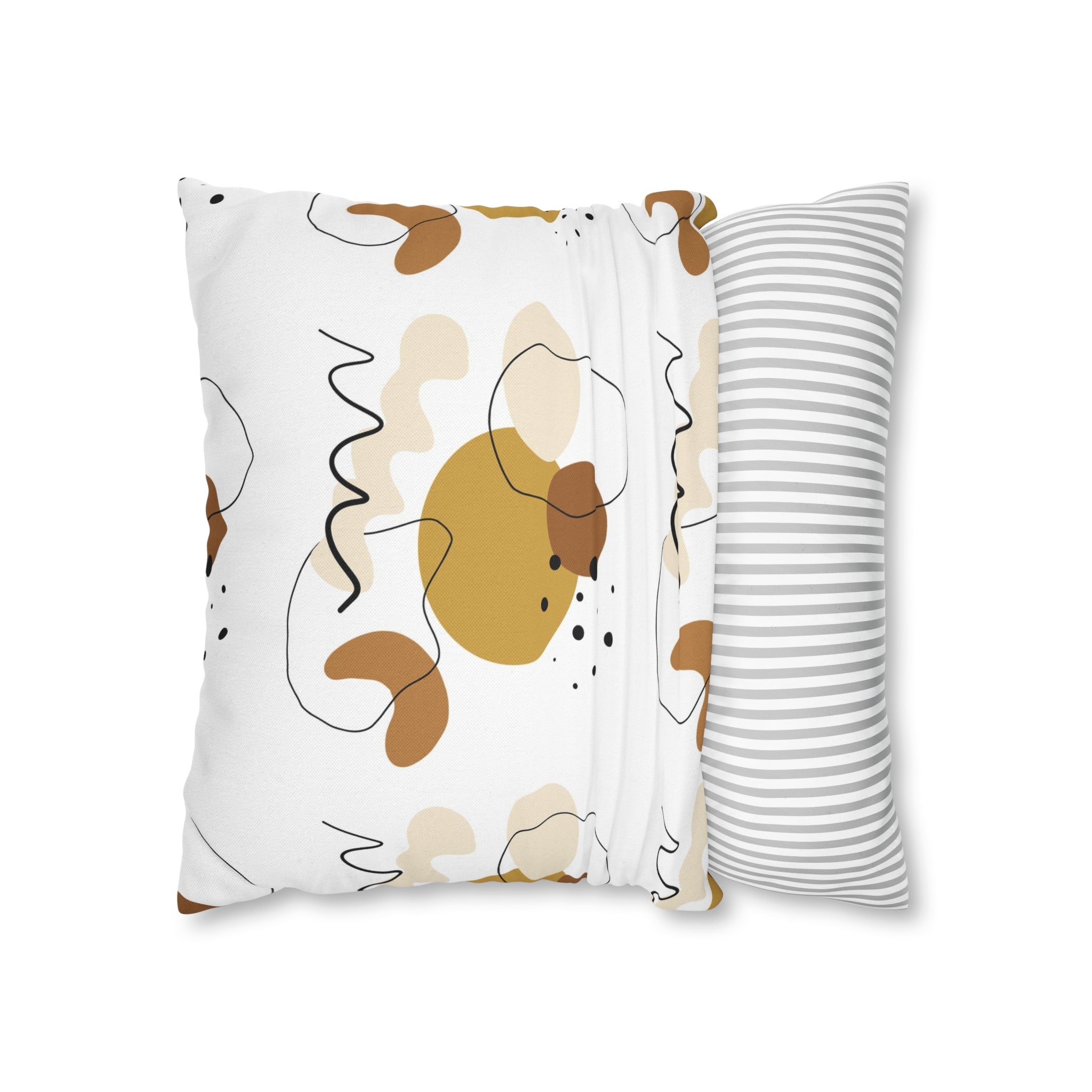 Abstract Boho Pillow Cover | White Beige Black Beige