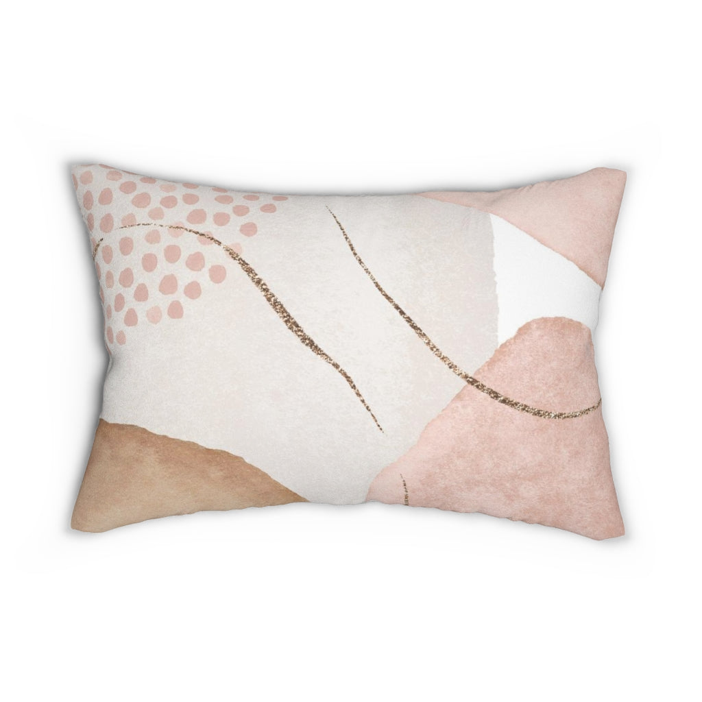 Abstract Boho Lumbar Pillow | Cream Blush Pink Gold