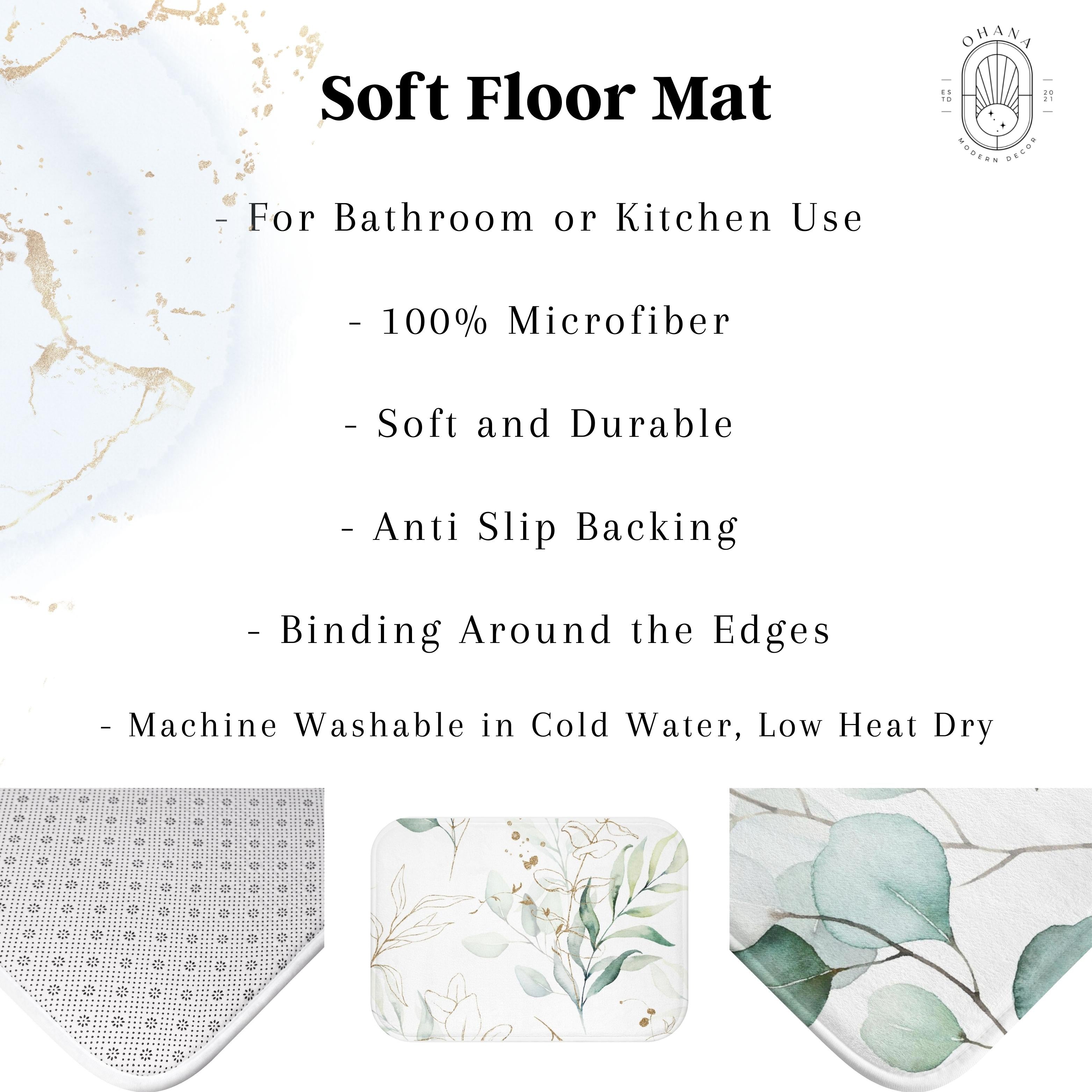 Bath Kitchen Floor Mat | Marble Print | Sage Light Green