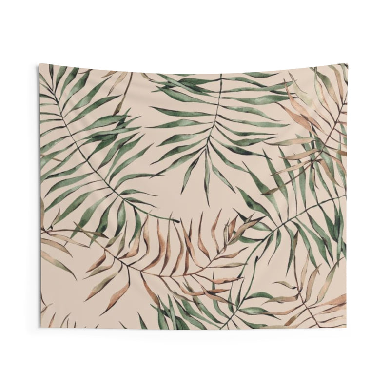 Floral Tapestry | Beige Green Palm Leaves