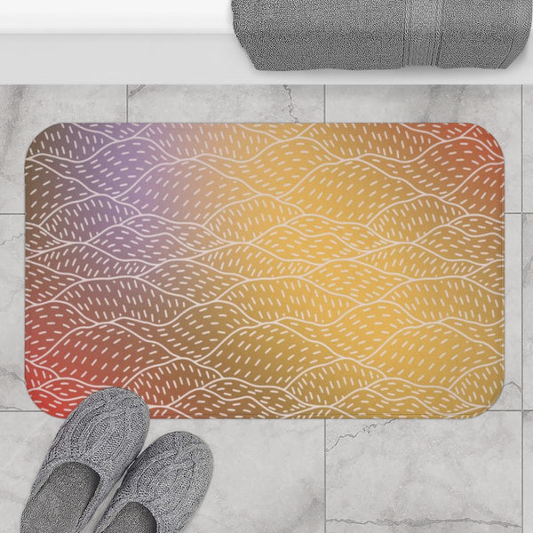 Abstract Bath Mat | Red Brown Yellow Hills
