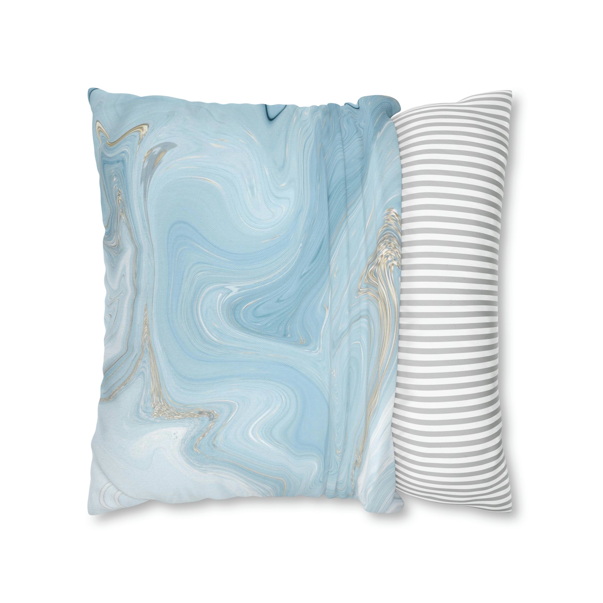 Abstract Pillow Cover | Pale Sky Blue Marble Print