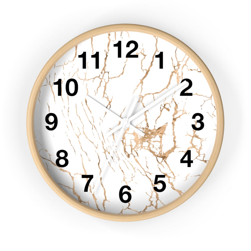 Abstract 10" Wood Wall Clock | White Gold Beige