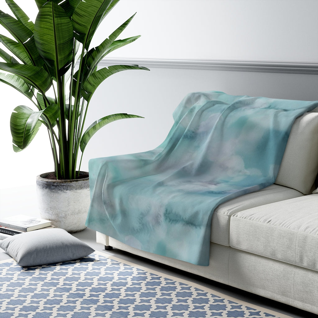 Abstract Comfy Blanket | Teal Beige Gradient