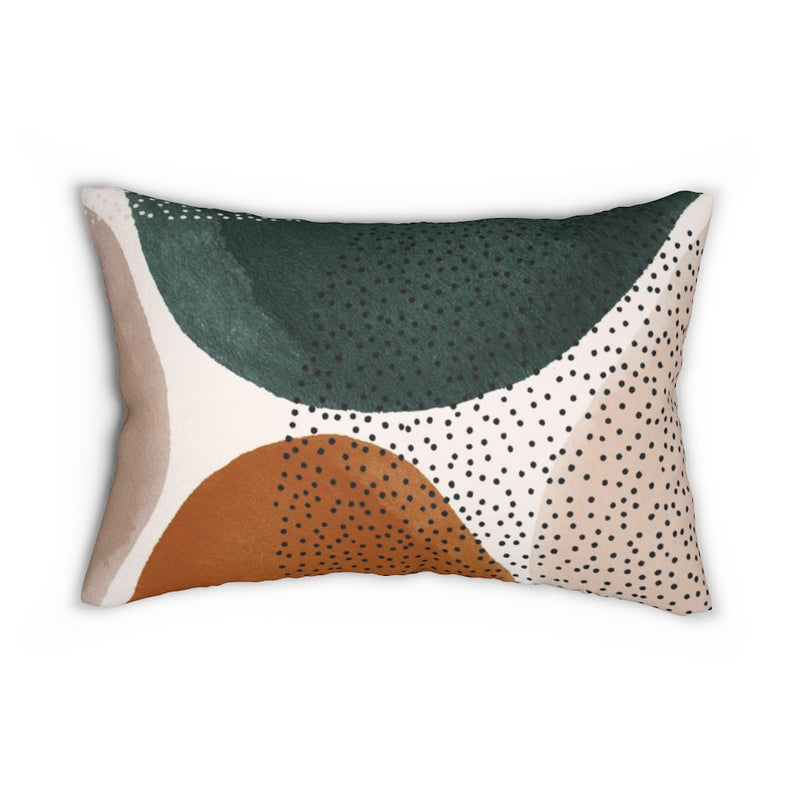 Abstract Boho Lumbar Pillow | Beige Cream Green